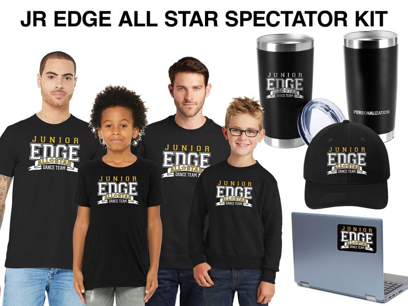 EDGE All Star JUNIOR Spectator Kit: Includes Crewneck Sweatshirt (Youth sizes available), Short Sleeve T-Shirt, Travel Cup, Twill Ballcap, Decal