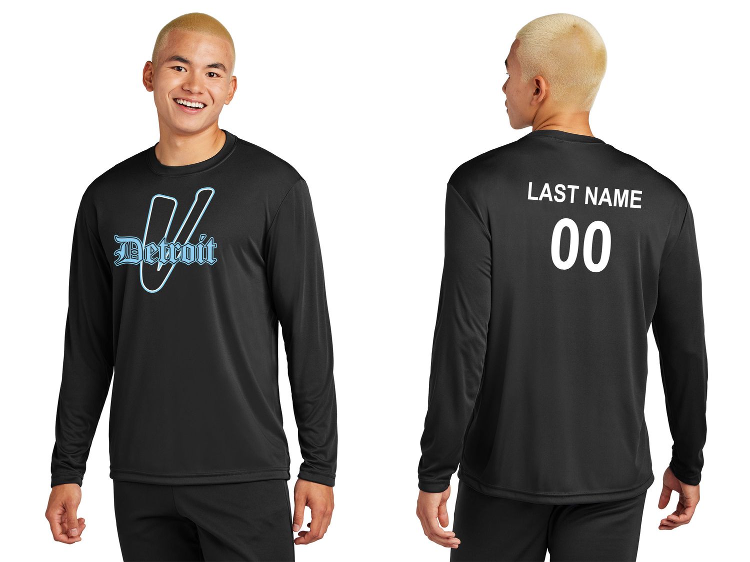 Adult Long Sleeve Performance T-Shirt- Black, Carolina Blue, White