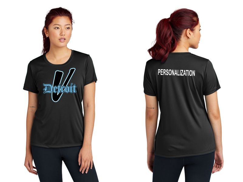 Ladies Performance Tee-Black, Grey Concrete Heather, White, Carolina Blue