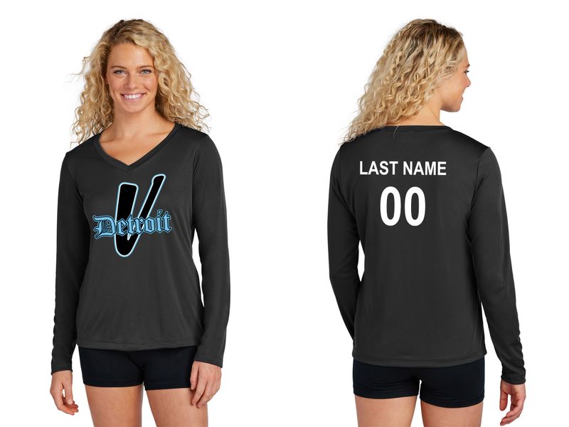 Ladies Long Sleeve Performance Shirt -Black, White, Carolina Blue, Grey Concrete Heather