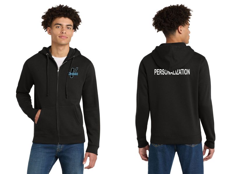 Fleece Full-Zip Hoodie -Black, Light Grey, Ice Blue, White