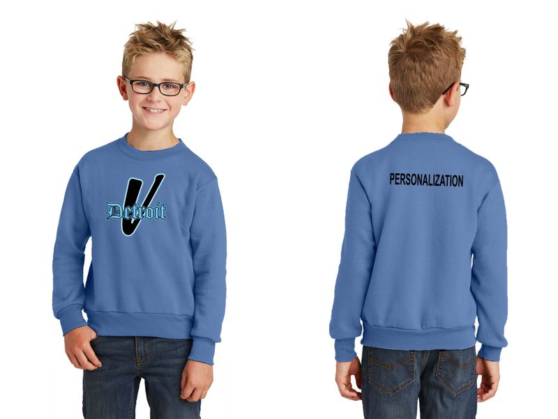 Youth Core Fleece Crewneck Sweatshirt- Carolina Blue, White, Black, Athletic Heather