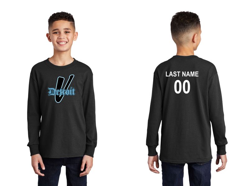 Youth Long Sleeve Core Cotton Tee-Black, Grey, White