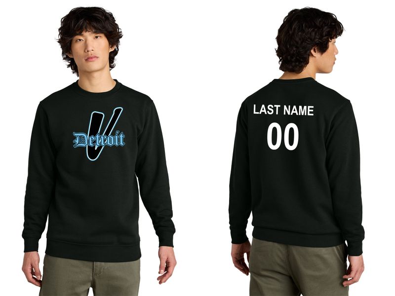 District V.I.T. Fleece Crew- Black, White, Light Heather Grey, Ice Blue