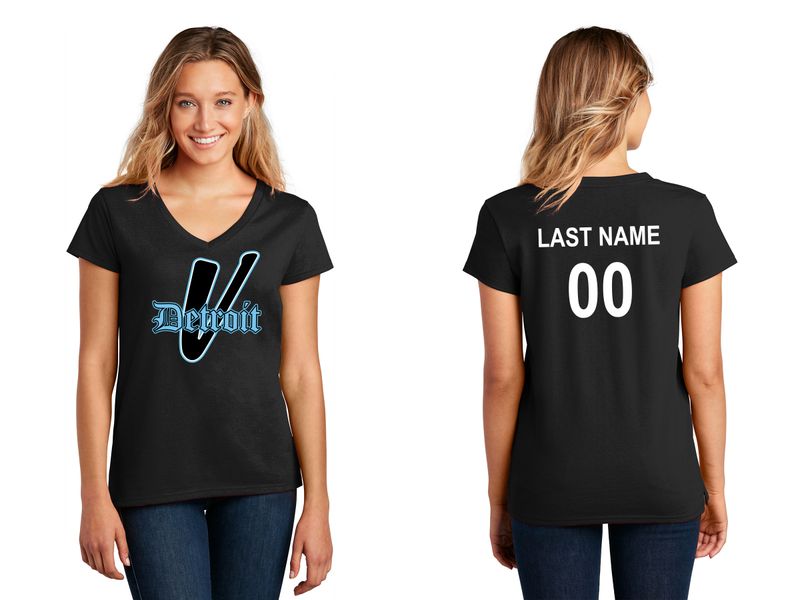 Women's Re-Tee Heather V-Neck-Black, Light Grey, Crystal Blue