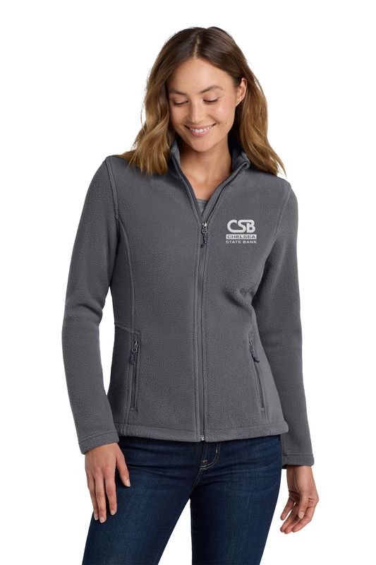 Ladies Fleece Jacket-Black, Dark Grey