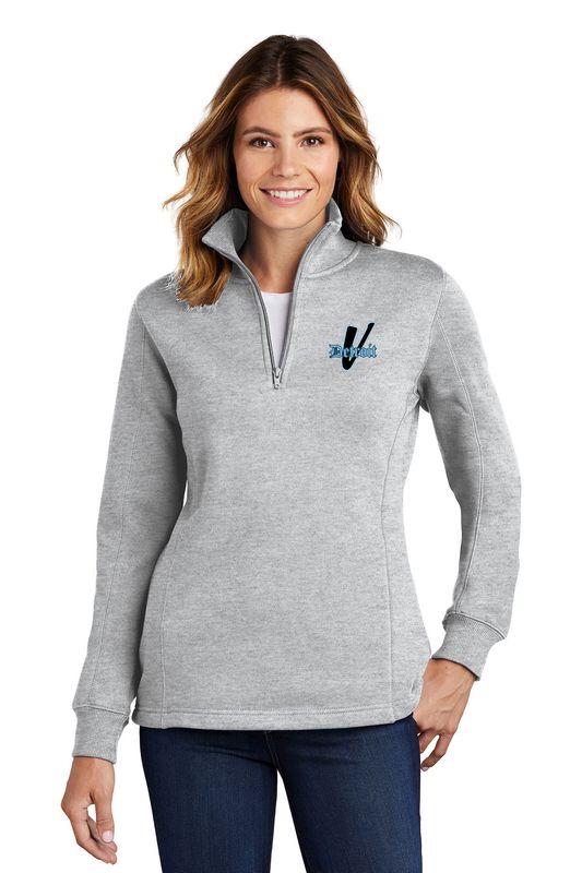 Ladies 1/4 Zip Sweatshirt- Black, White, Athletic Heather