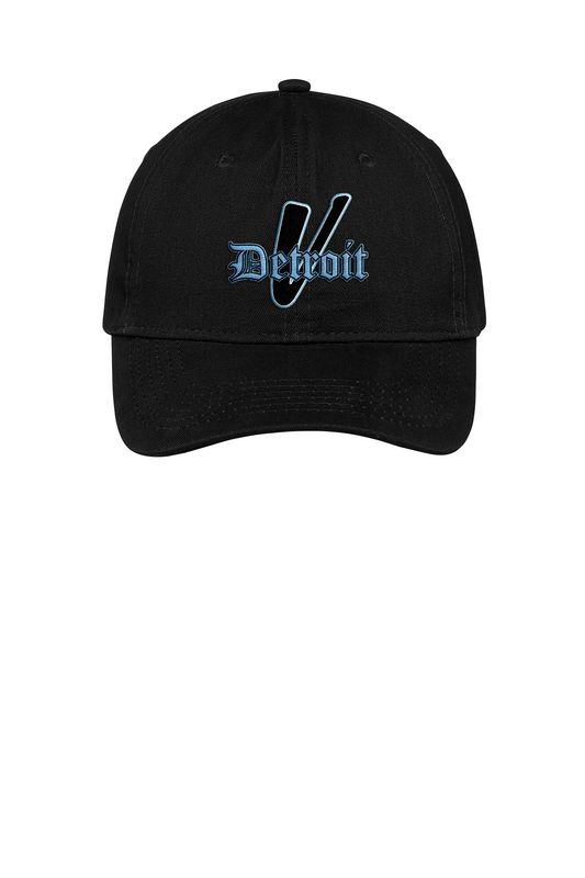 Unstructured Cotton Twill Hat- Black, White, Carolina Blue