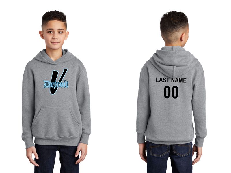 Youth Core Fleece Pullover Hooded Sweatshirt- Carolina Blue, Black, White, Athletic Grey