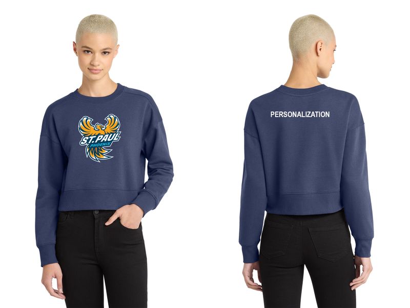 Women’s Perfect Weigh Fleece Cropped Crew- Tanzanite, Steel