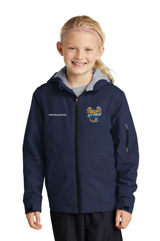 Youth Sport Tek Waterproof Insulated Jacket: Graphite, Navy