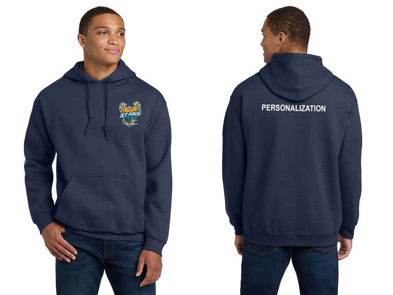 Adult Unisex Cotton Hooded Sweatshirt:  Navy, Grey
