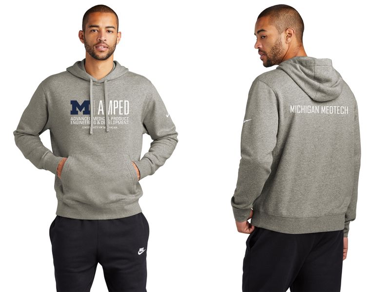 Adult Nike Club Fleece Pullover Hoodie- Navy, Dark Grey Heather