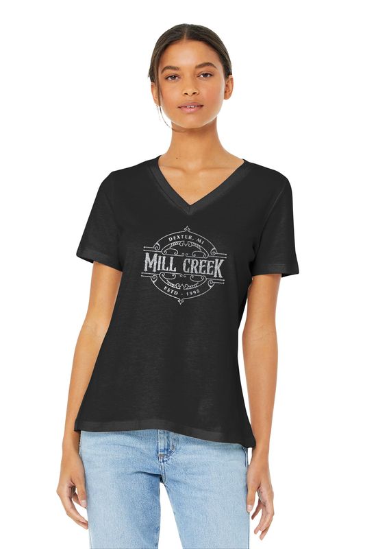 Women's Relaxed Jersey Short Sleeve V Neck- Black