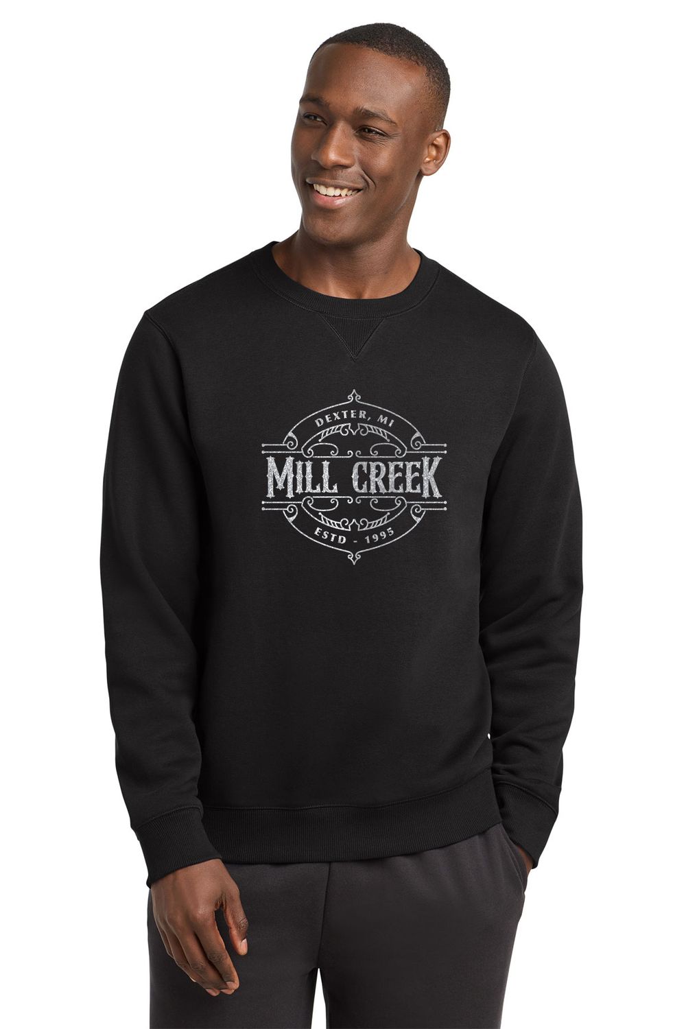Adult SportTek Cotton Blend Crewneck Sweatshirt - Black
