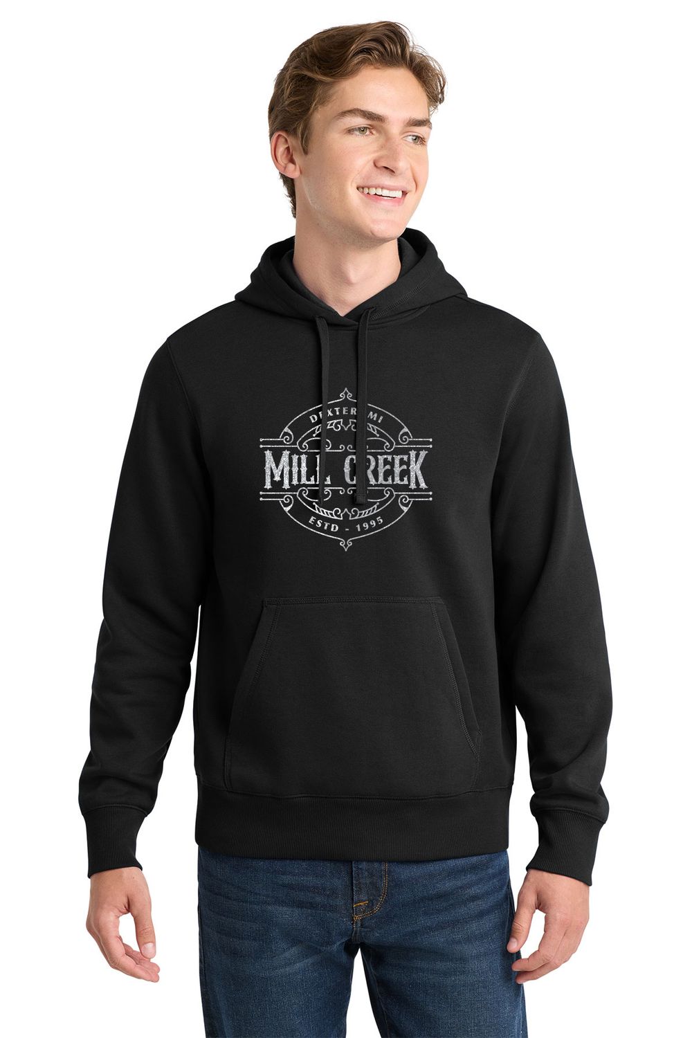 Adult Fleece Pullover Hooded Sweatshirt- Black
