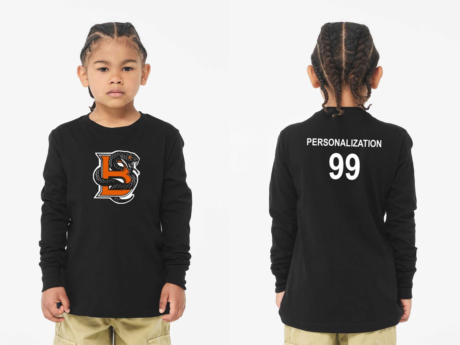 Youth Soft Cotton Long Sleeve T-Shirt- Black