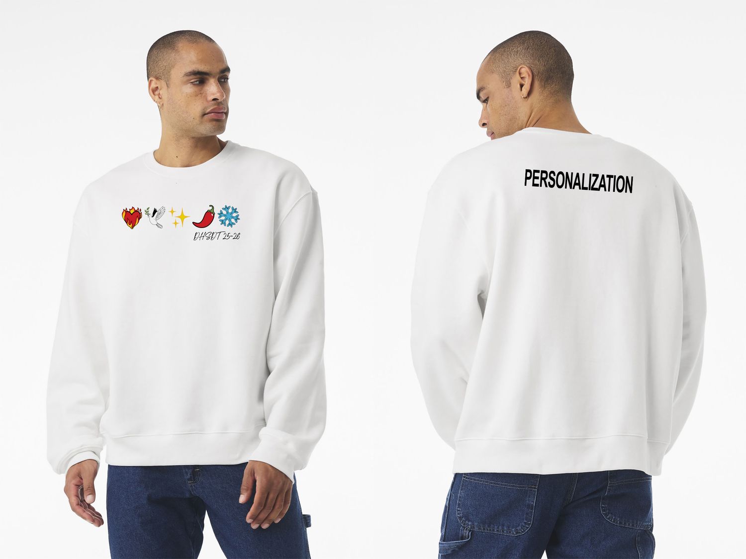 EMOJI LOGO BELLA+CANVAS Unisex 10-Ounce Heavyweight Crewneck Sweatshirt- White