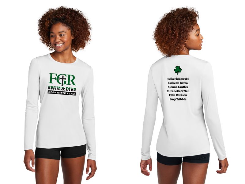 2025 STATE T SHIRT Sport-Tek Women's Posi-UV Pro Long Sleeve- White