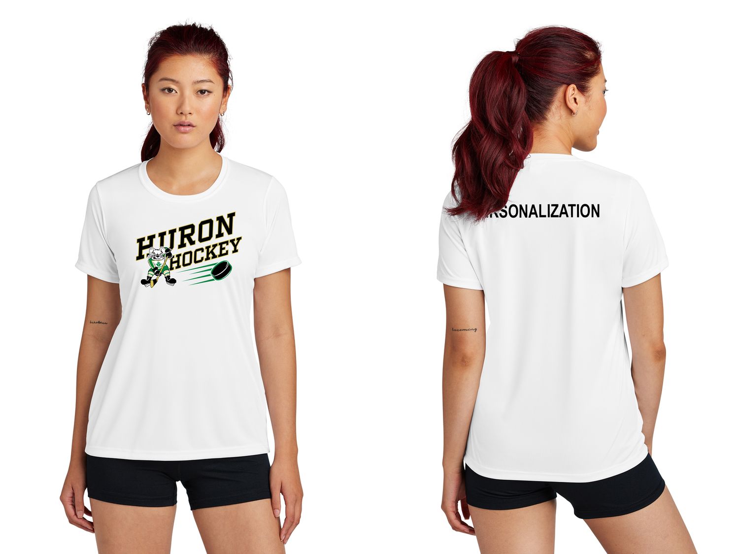 Ladies Short Sleeve Performance Tee- Black, Dark Green, Gold, White Ladies Short Sleeve Performance Tee- Black, Dark Green, Gold, White