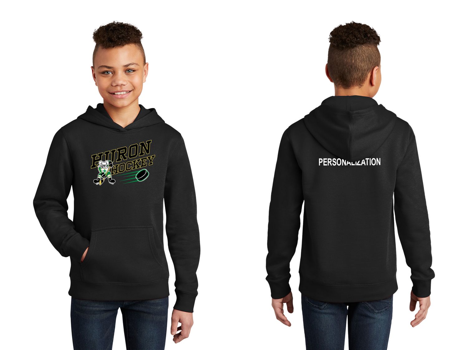 Youth District Fleece Hoodie- Black, Forest Green Youth District Fleece Hoodie- Black, Forest Green