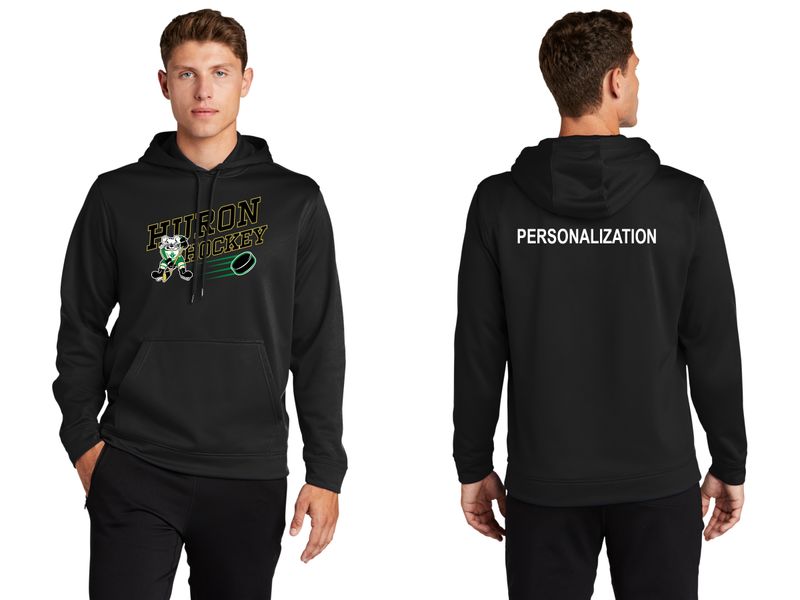 Adult Performance Hooded Sweatshirt- Dark Green, Black, White