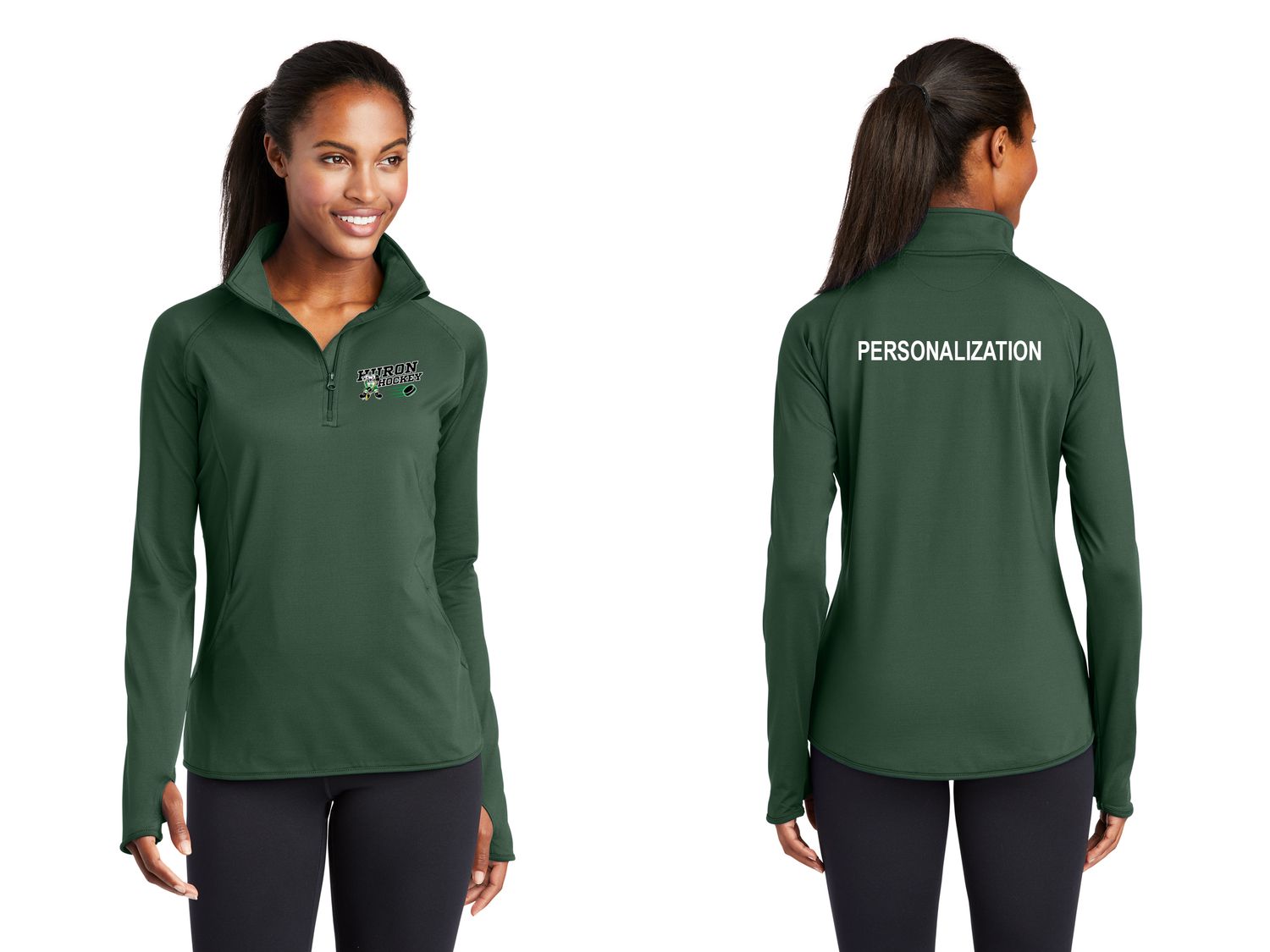 Ladies' Stretch 1/4 Zip- Black. Forest Green, White Ladies' Stretch 1/4 Zip- Black. Forest Green, White