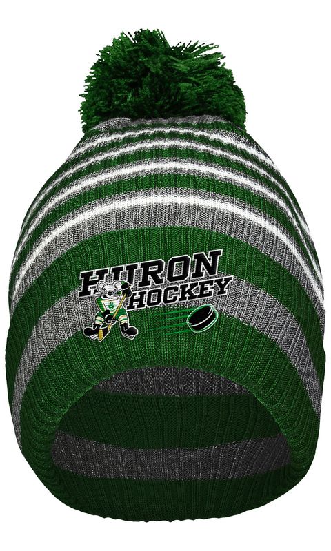 Spirit Pom Beanie- Grey/Green/White