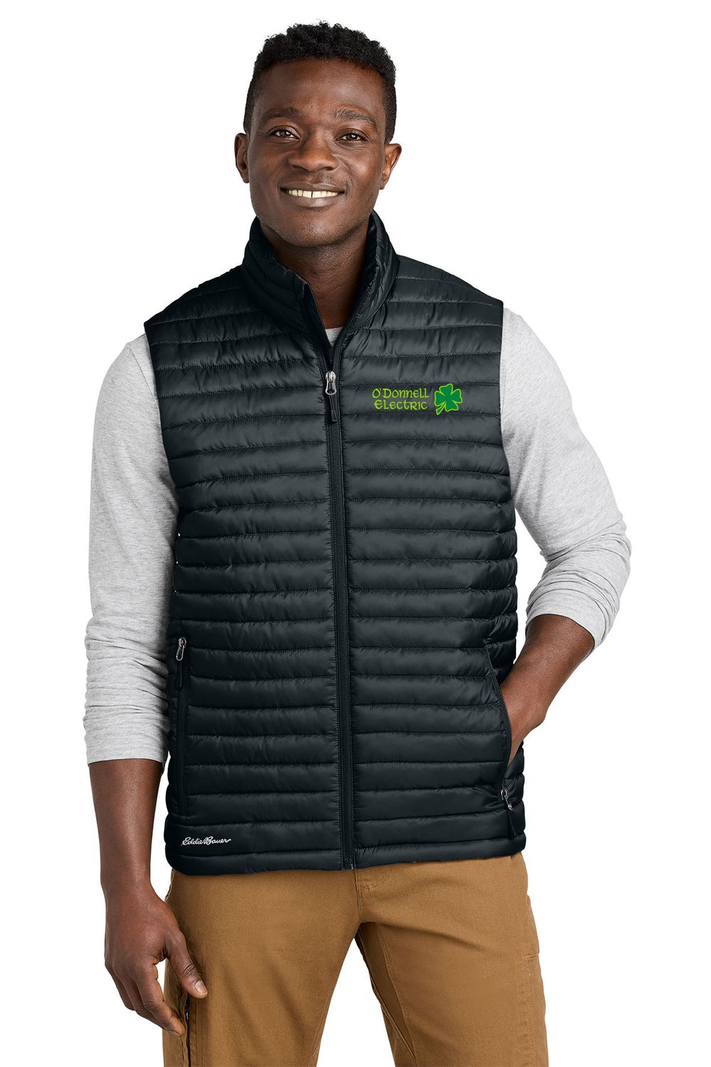Eddie Bauer Packable Quilted Vest (embroidered)- Black, Grey Eddie Bauer Packable Quilted Vest (embroidered)- Black, Grey