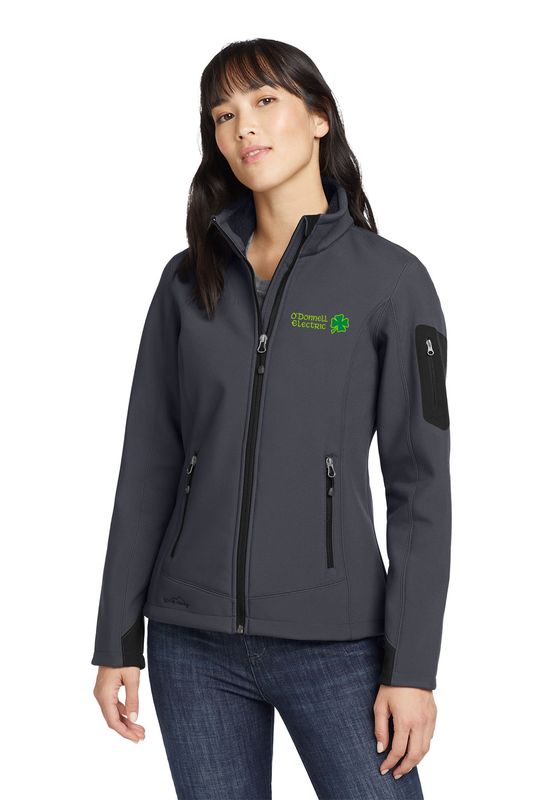 Eddie Bauer® Women's Rugged Ripstop Soft Shell Jacket (Embroidered)- Black, Grey Steel