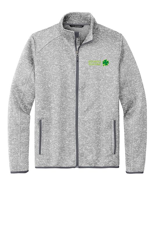 Sweater Fleece Jacket (Embroidered)- Black Heather, Grey Heather