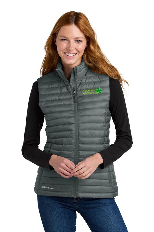 Eddie Bauer Women’s Packable Quilted Vest (embroidered)- Black, Grey