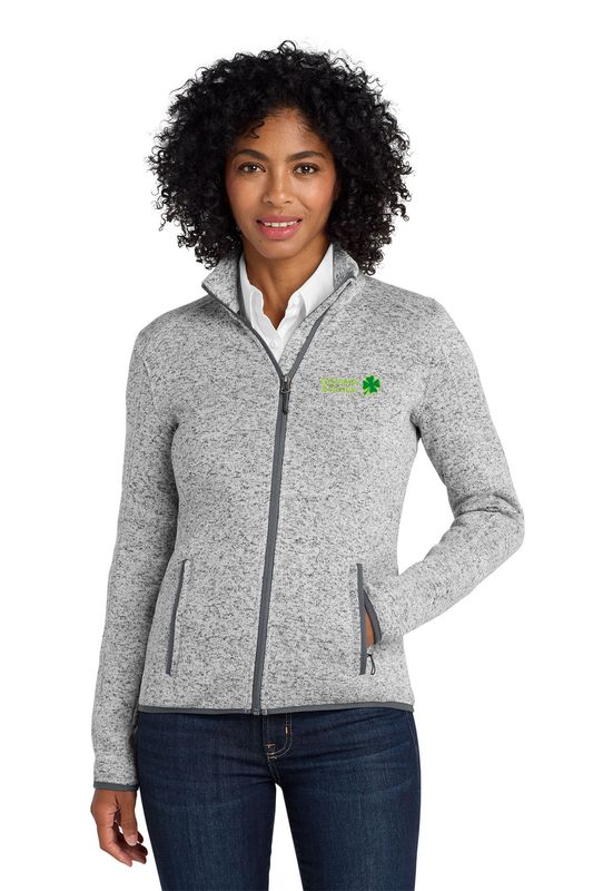 Women's Full Zip Heather Fleece Jacket (Embroidered)- Black, Grey, Navy