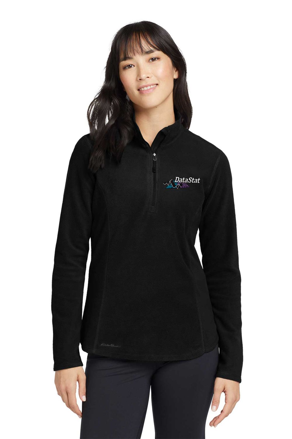 Eddie Bauer Ladies 1/2-Zip Microfleece Jacket- Black, Grey