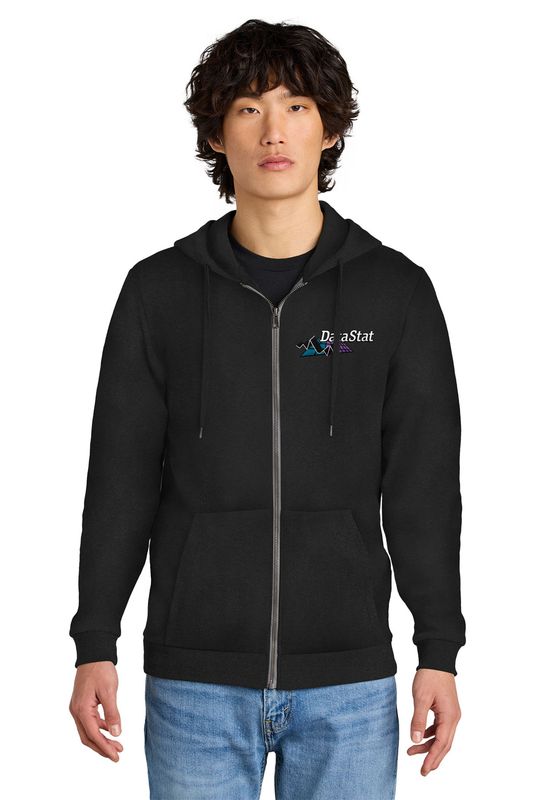District Perfect Tri Fleece Full-Zip Hoodie- Black, Grey Frost