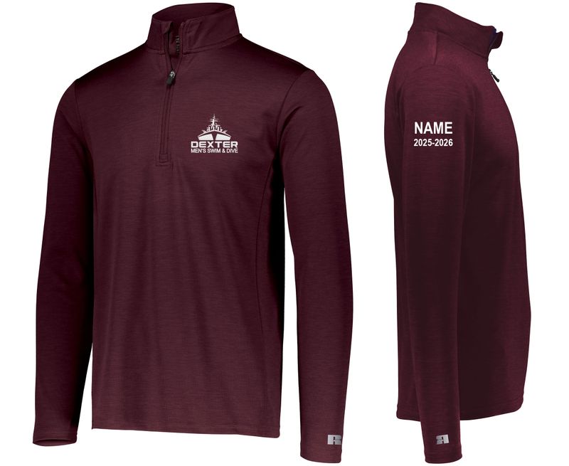 Russell Dri-Power Lightweight 1/4 Zip Pullover- Maroon