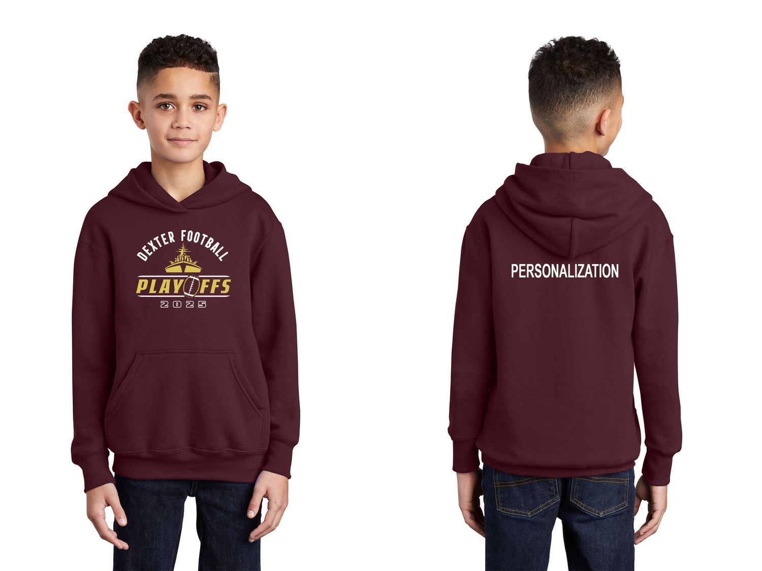 Youth Cotton Hooded Sweatshirt- Maroon, Black Youth Cotton Hooded Sweatshirt- Maroon, Black
