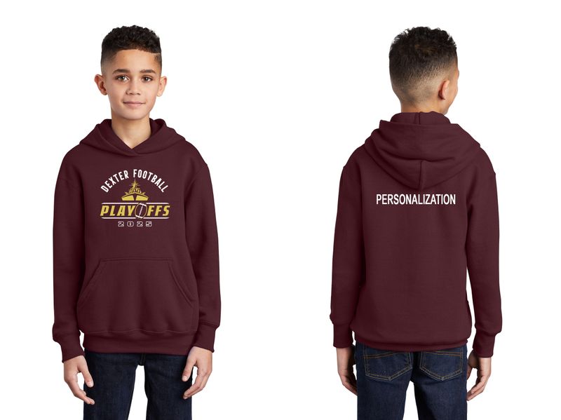 Youth Cotton Hooded Sweatshirt- Maroon, Black