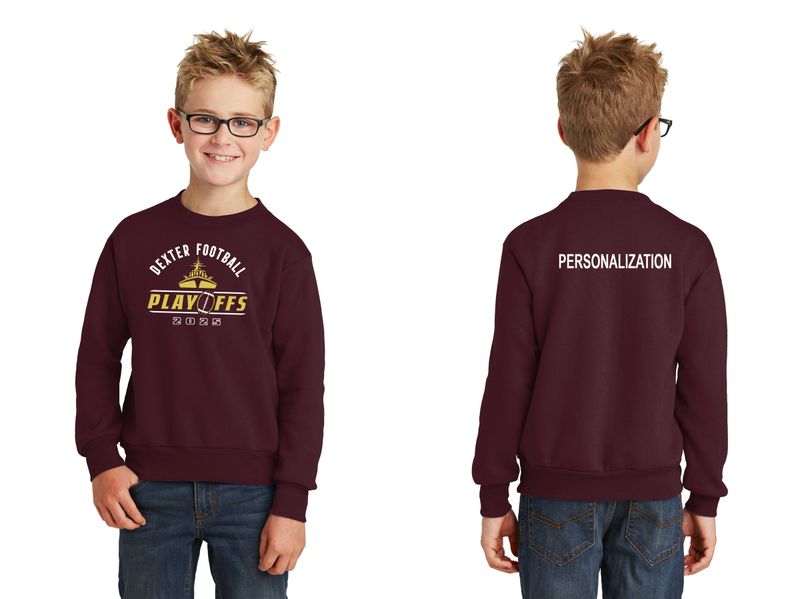 Youth Cotton Pullover Crewneck Sweatshirt- Maroon, Black