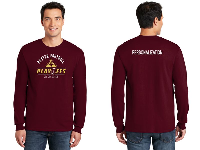 Long Sleeve Cotton Tee - Maroon, Black