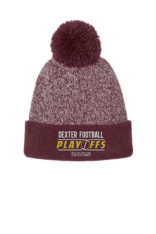 Sport-Tek Halftime Heather Pom Beanie- Maroon/Silver, Black/Silver