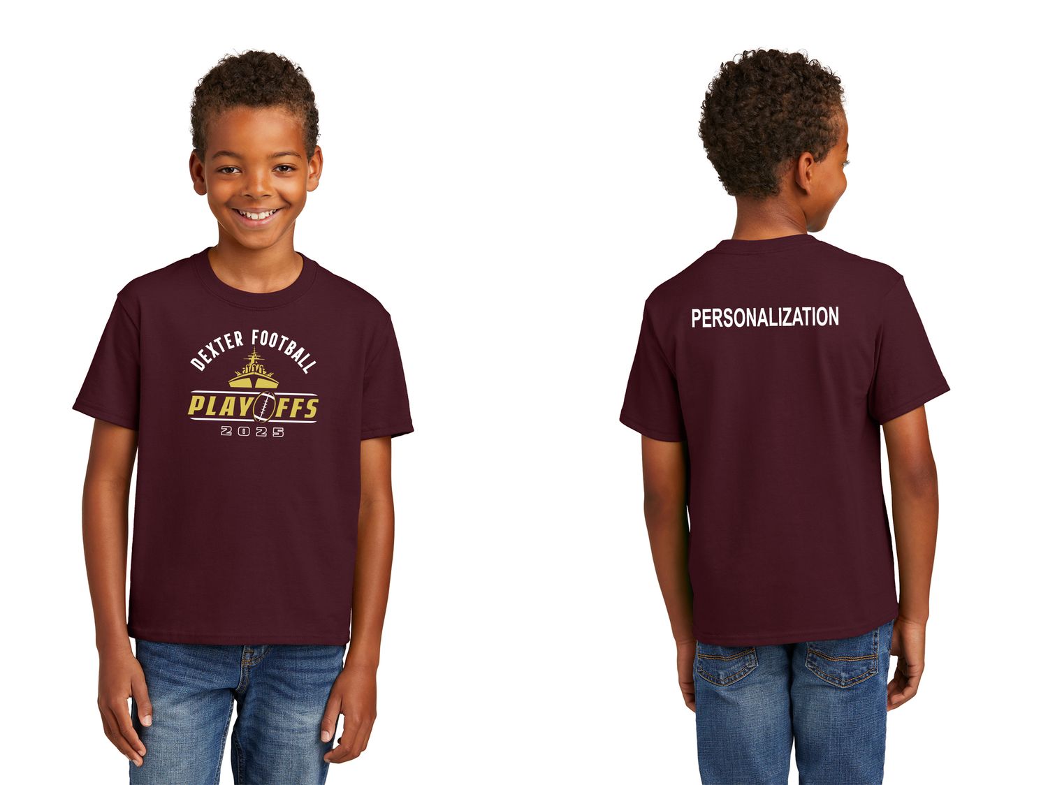 Youth Short Sleeve Cotton Tee- Maroon, Black