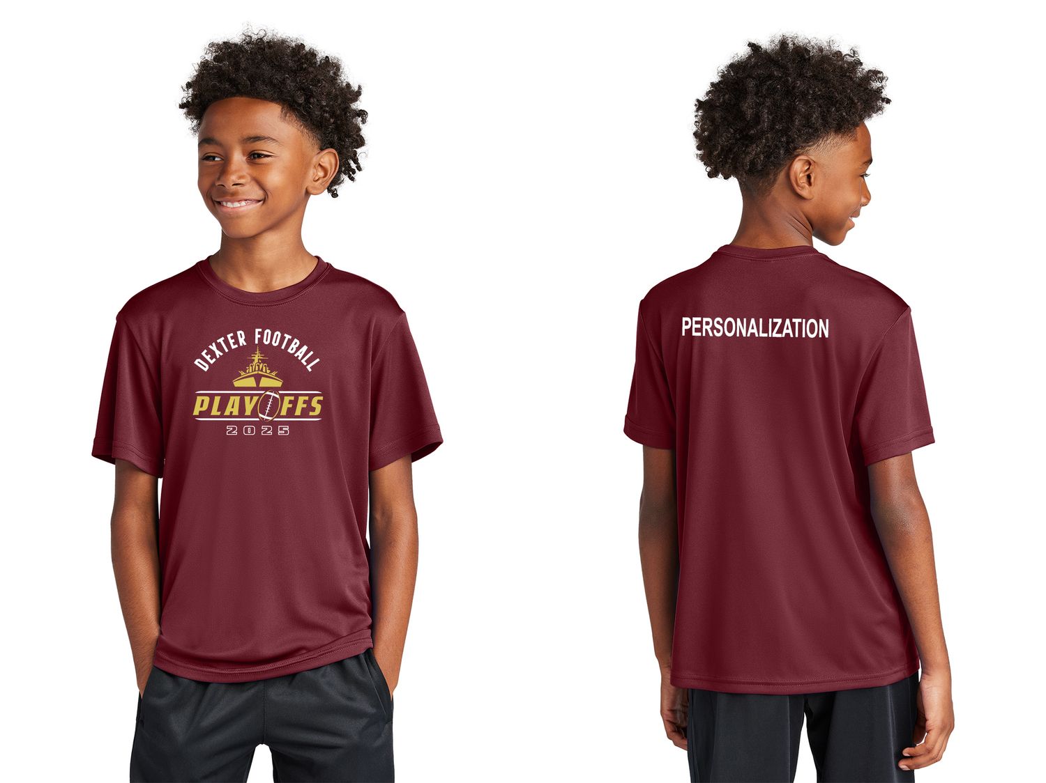 Youth Short Sleeve Performance Tee- Maroon, Black Youth Short Sleeve Performance Tee- Maroon, Black