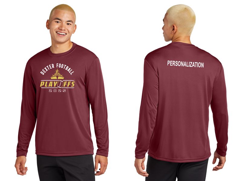Long Sleeve Performance Tee- Maroon, Black
