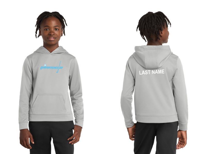 Youth Unisex Performance Fleece Pullover Hooded Sweatshirt- Silver