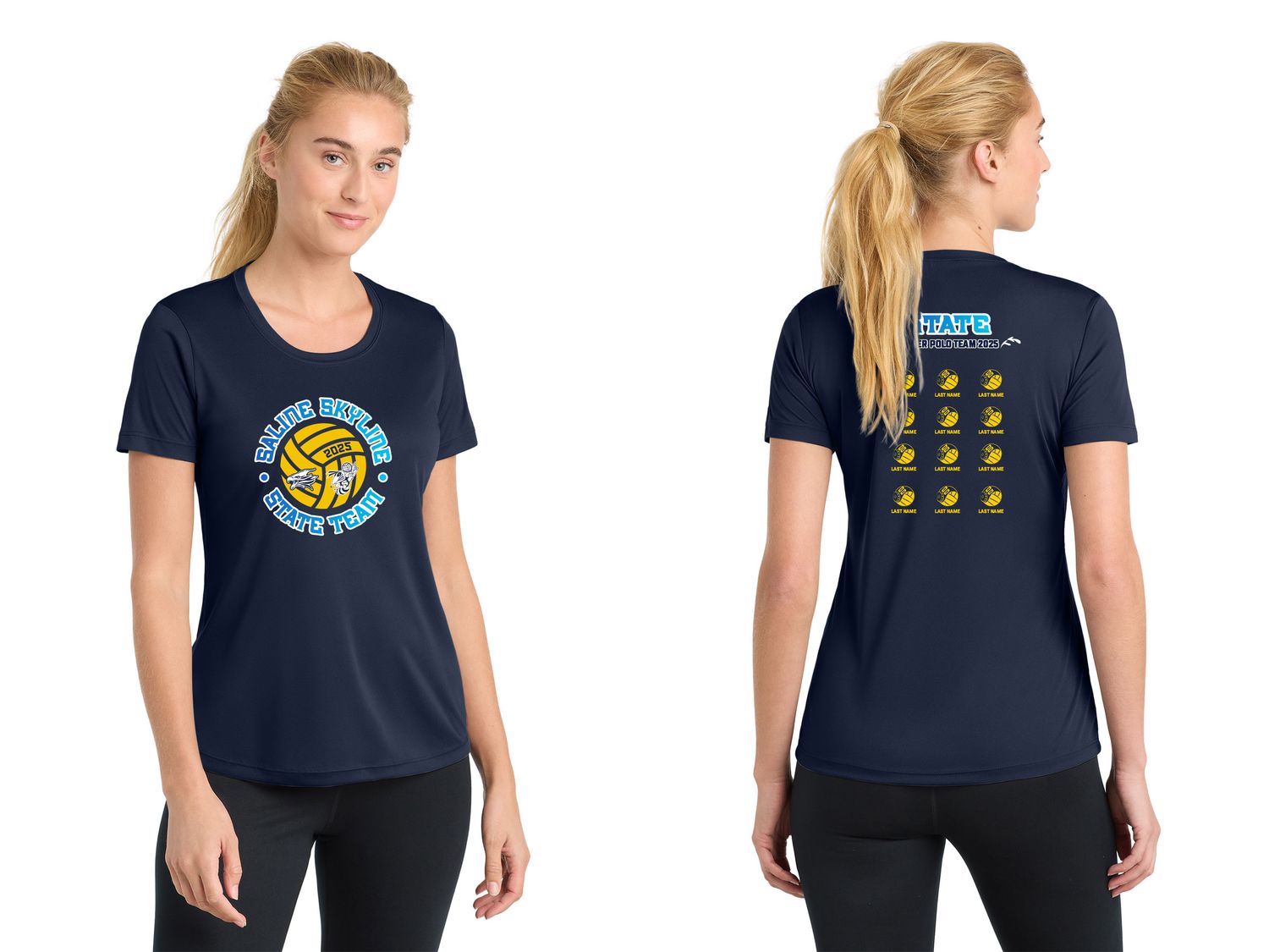 STATES* Ladies Short Sleeve Performance Tee- Navy, Grey STATES* Ladies Short Sleeve Performance Tee- Navy, Grey