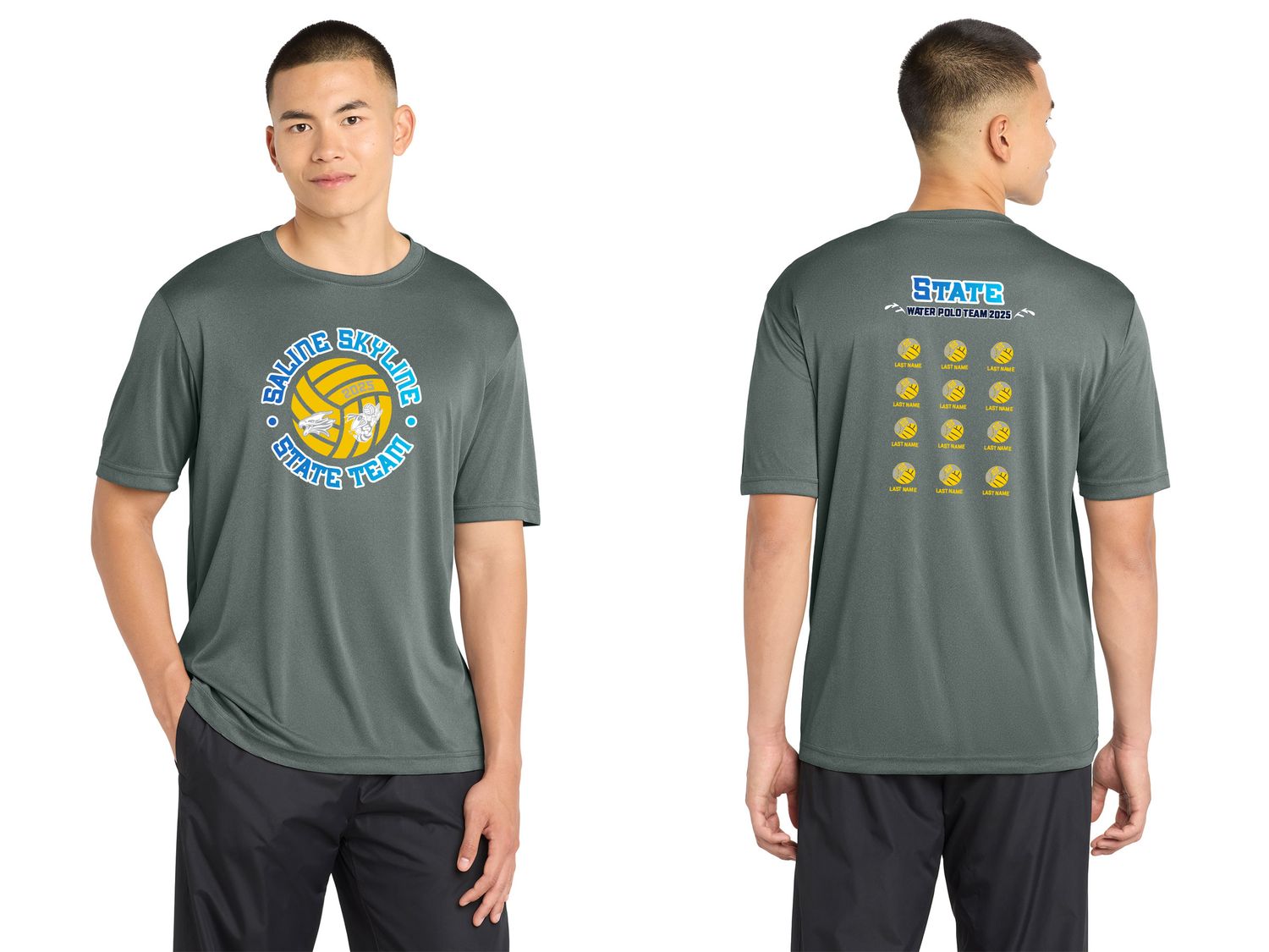 STATES* Adult Short Sleeve Performance Tee- Navy, Grey