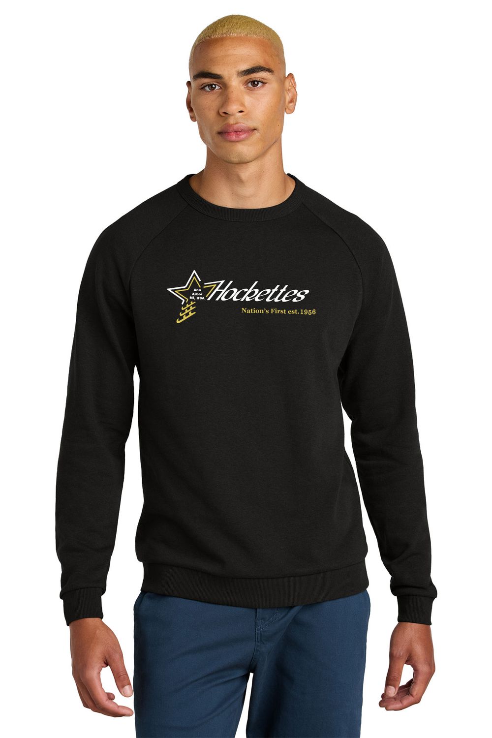 District Perfect Tri Fleece Crewneck Sweatshirt- Black