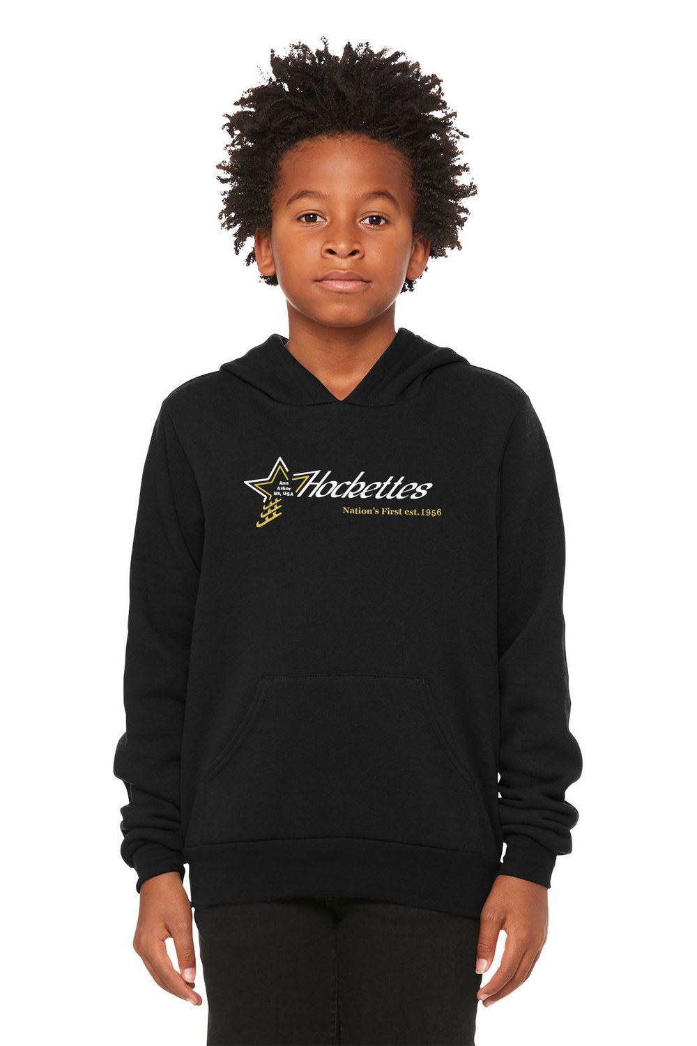 Youth Sponge Fleece Pullover Hoodie- Black
