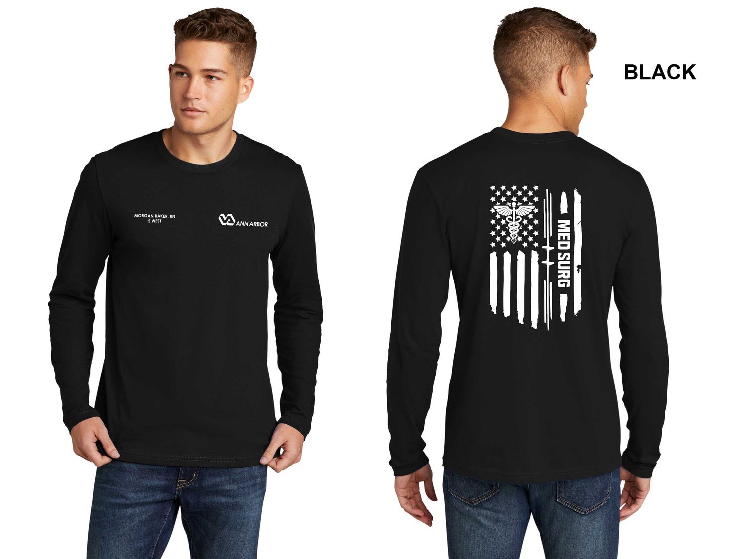 Unisex Premium Cotton Long Sleeve Tee (FLAG LOGO) - Black/Red/Dk Grey/Royal/White/Navy